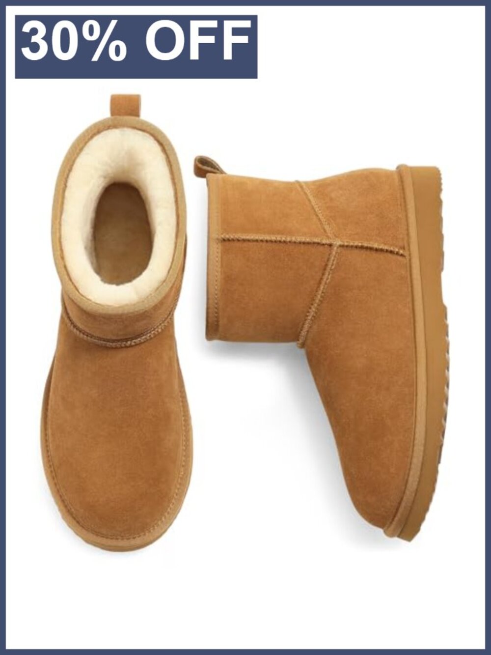 Genuine Suede Mini Winter Boots Fur Lined Ankle Booties